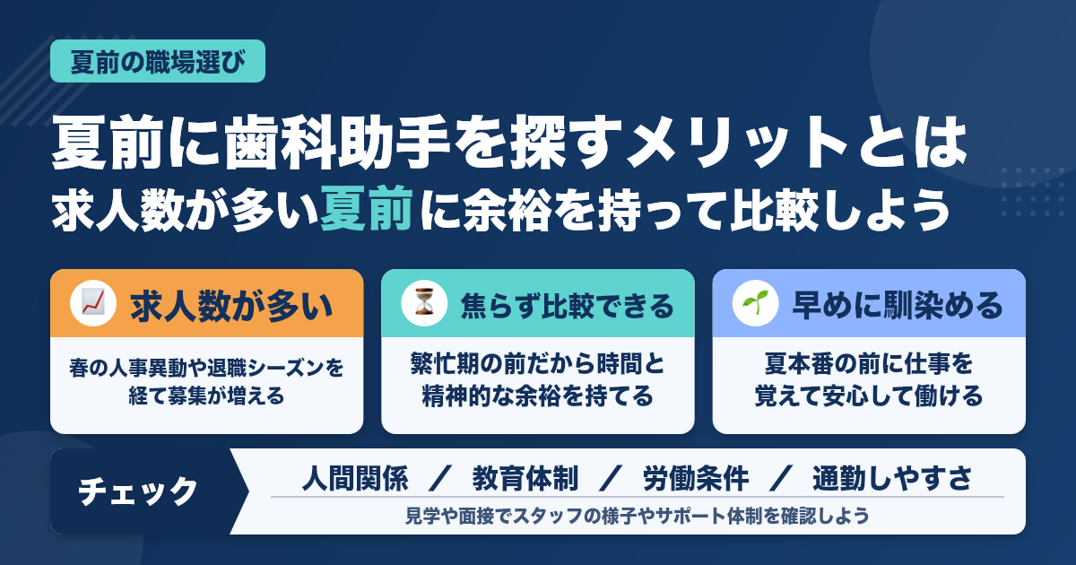 夏前に準備したい歯科助手の職場選び方