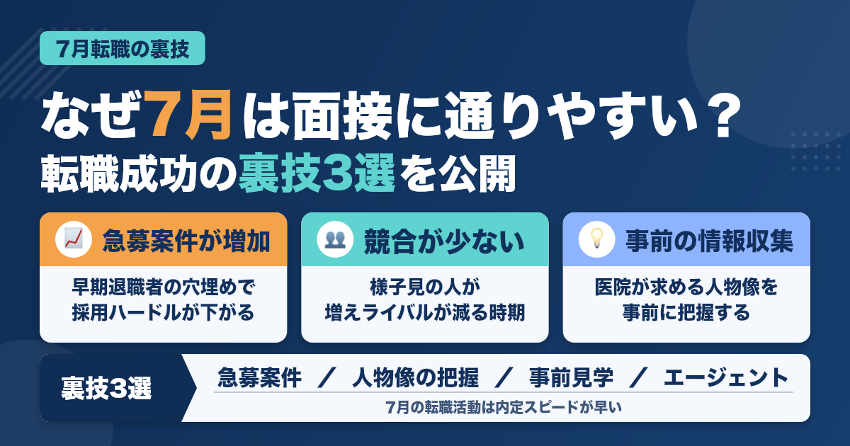 7月は面接突破率が高い？歯科医師転職の裏技