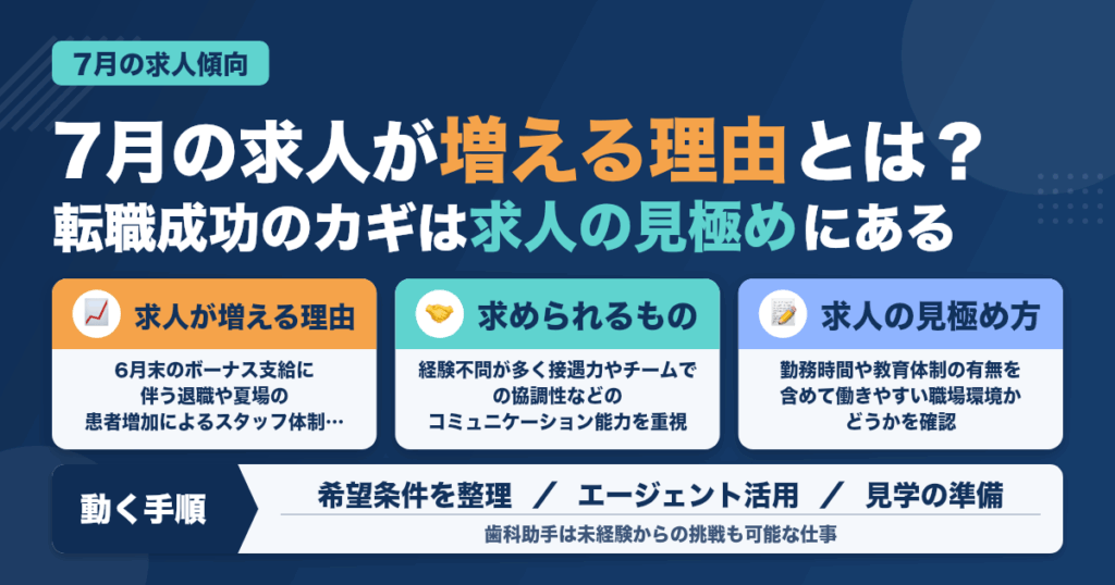 7月の求人傾向から見る歯科助手の動き方