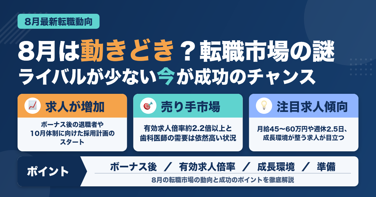 【8月最新版】歯科医師転職市場の動向