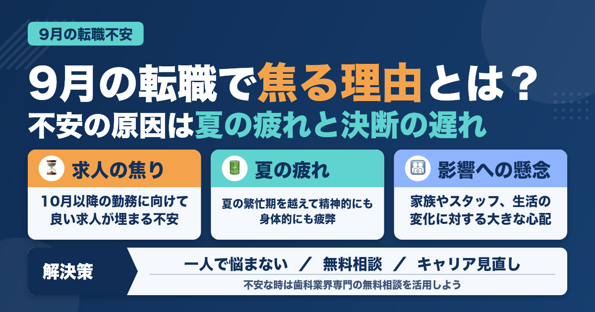 歯科医師が9月に感じやすい転職の不安