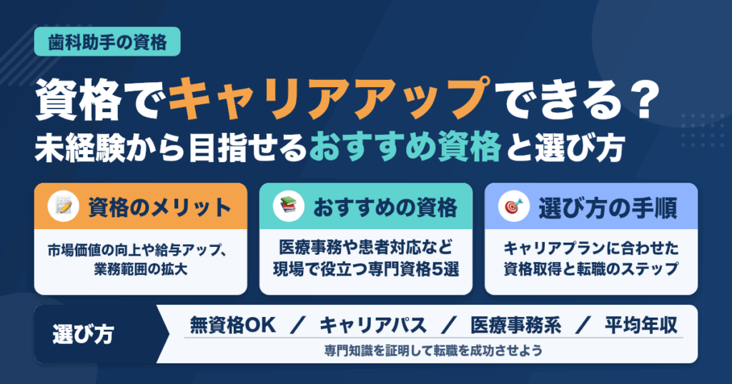 歯科助手の転職で役立つ資格まとめ｜キャリアアップと年収UPに繋がる選び方