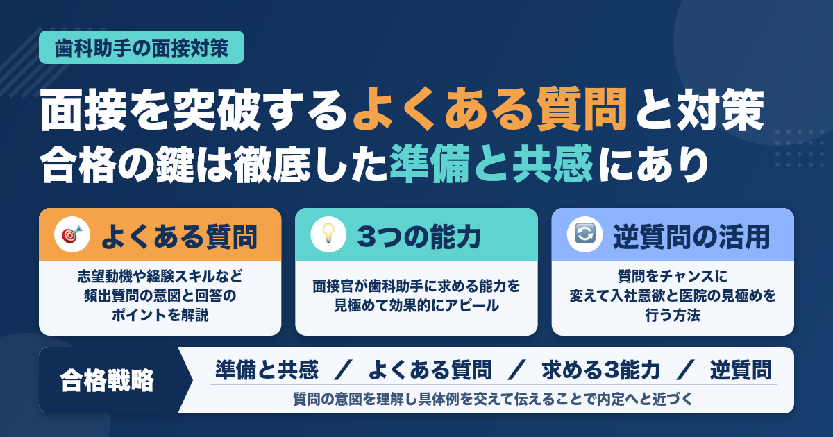 歯科助手の面接でよく聞かれる質問集｜合格へ導く対策と回答例