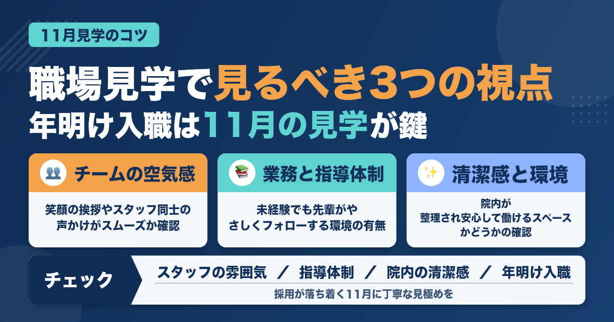 11月の職場見学で見るべき3つの視点