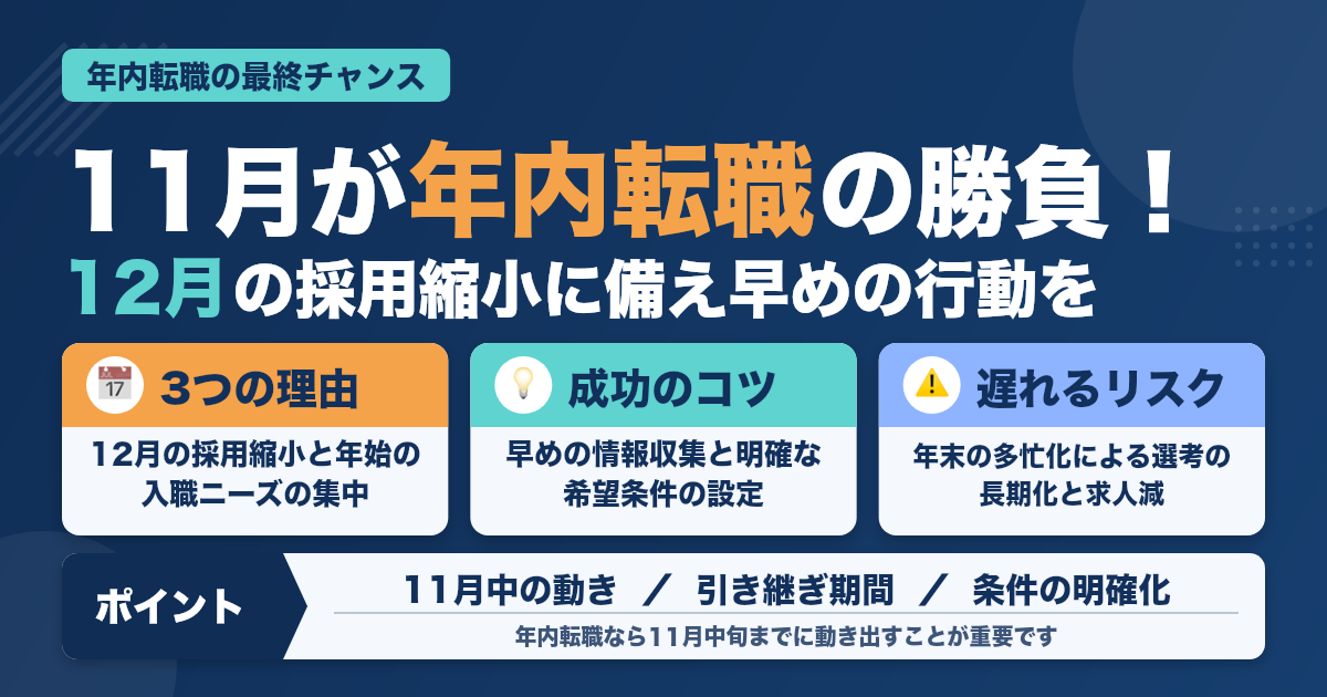 年内転職、11月が最終チャンスな理由