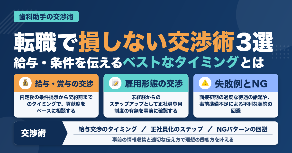 歯科助手の転職で損しない交渉術3選：失敗を防ぐ給与・条件の伝え方