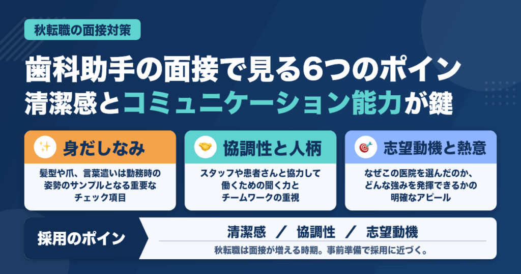 歯科助手の秋転職、面接官はここを見てる