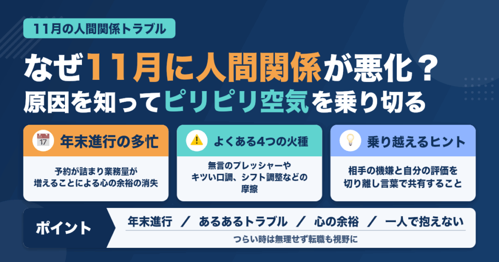 11月に職場で起きやすい人間関係トラブル