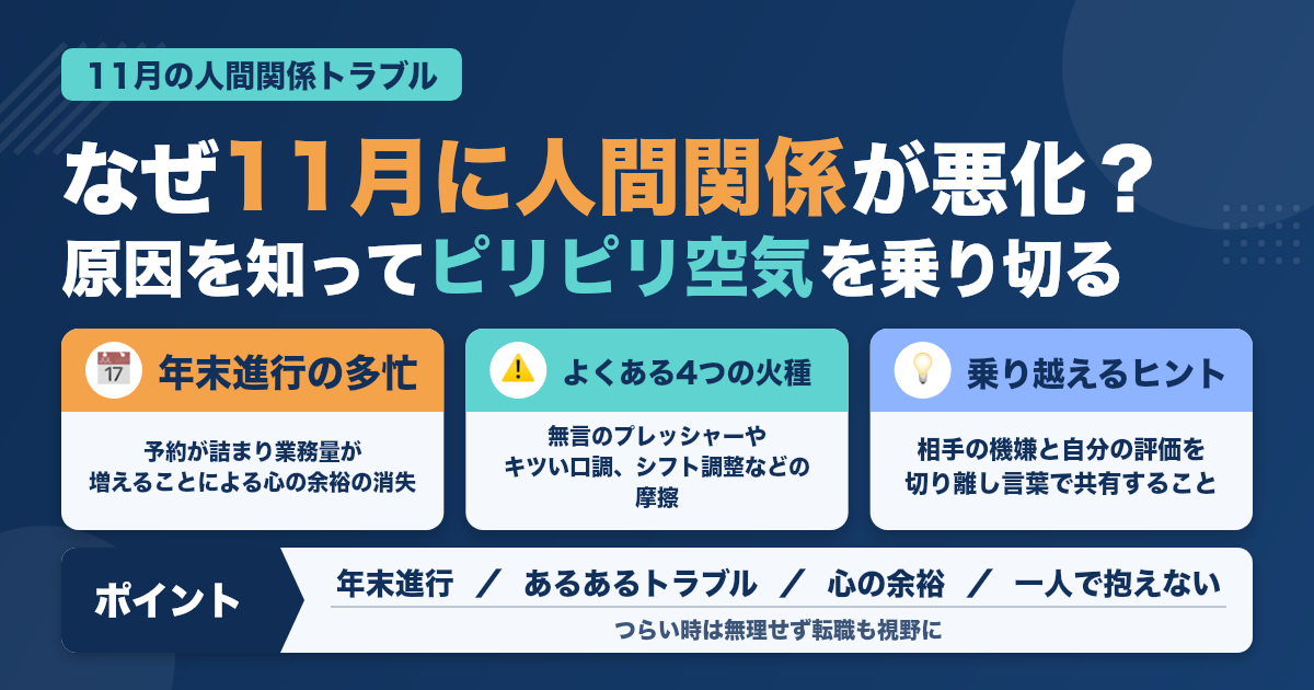11月に職場で起きやすい人間関係トラブル