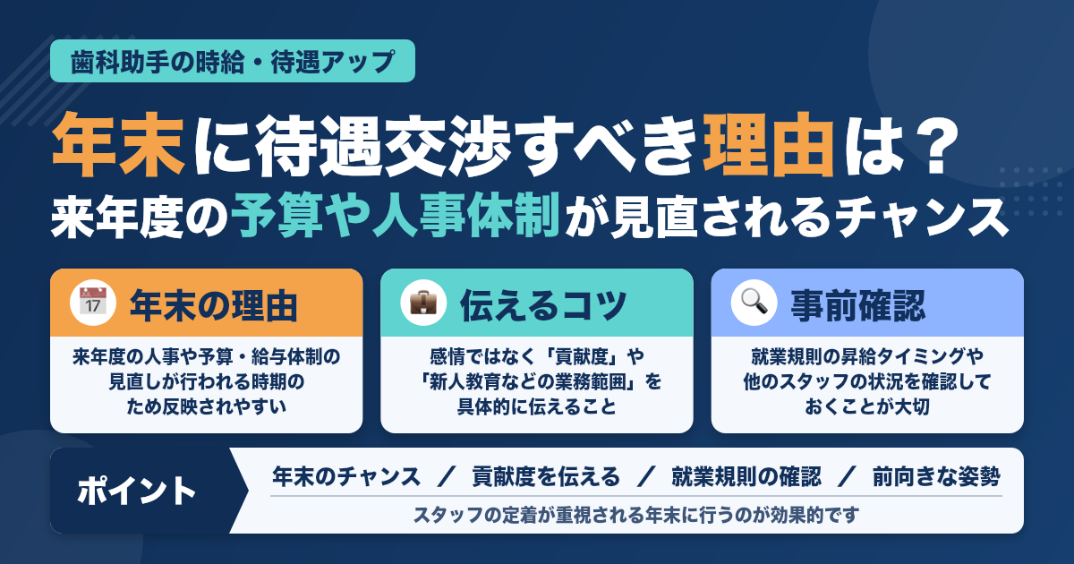 歯科助手の時給・待遇アップ交渉は年末がチャンス？
