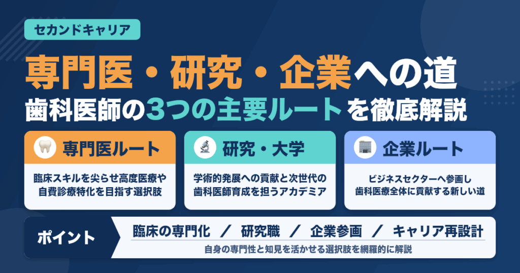 歯科医師のセカンドキャリア。専門医・研究・企業への道を徹底解説