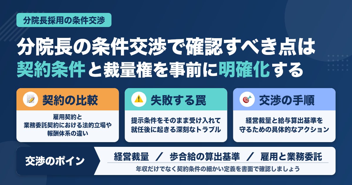 歯科医師が分院長として迎えられる際の条件交渉ポイント