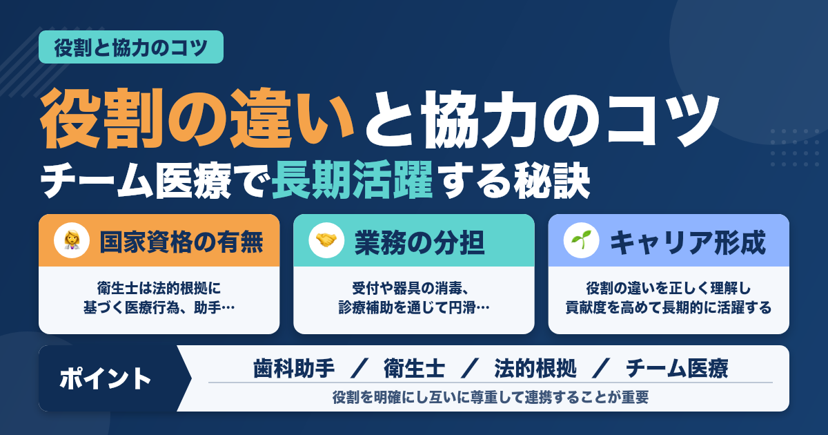 歯科助手と衛生士の役割の違いと協力のコツ｜長期活躍の秘訣