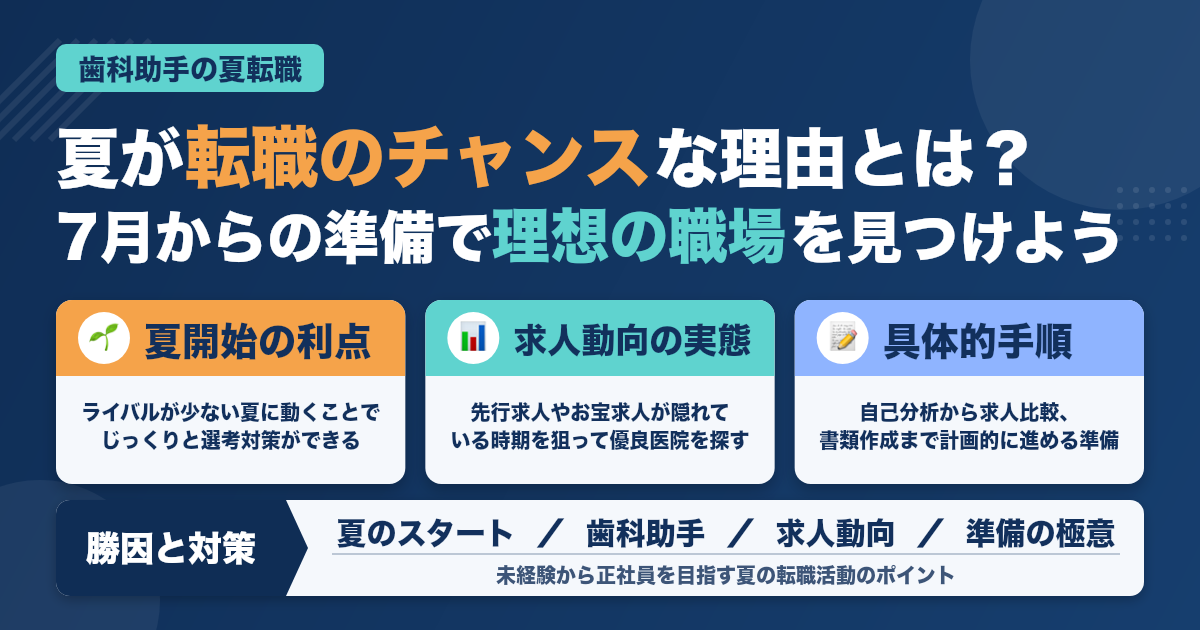 7月から始める歯科業界の転職準備｜歯科助手向け夏からの必勝法