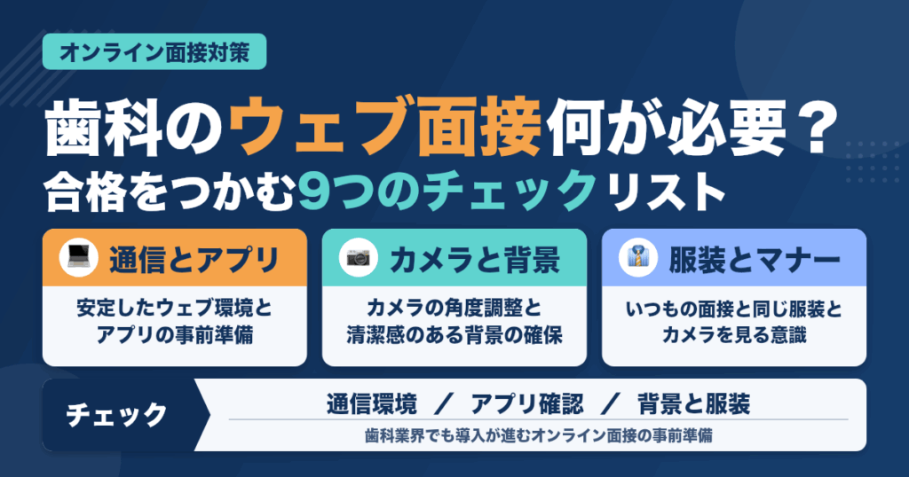 【2023年最新版】歯科業界のオンライン面接、９つのチェックリスト公開（2023年2月28日更新）