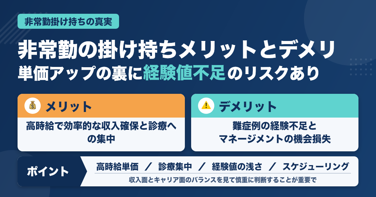 歯科医師が【非常勤を掛持ち】するメリット・デメリットを転職エージェント目線で解説します。