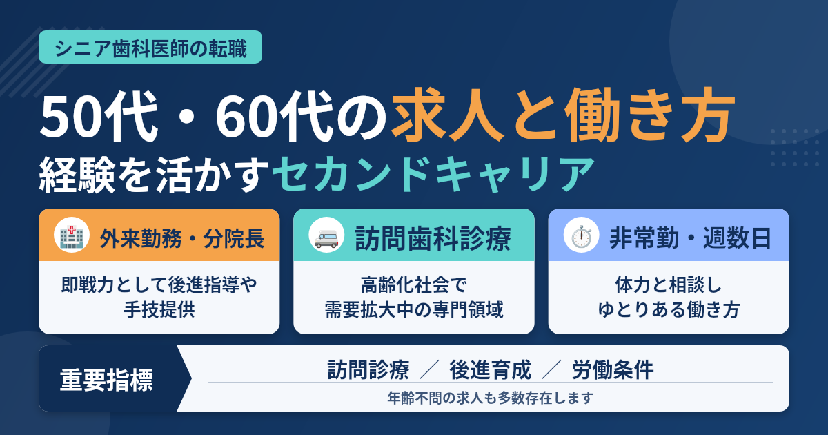 50代60代の歯科医師転職｜求人探しと働き方の選択肢