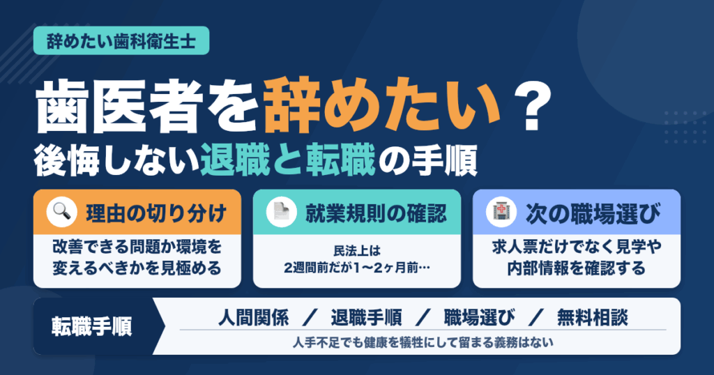 歯医者辞めたい歯科衛生士へ！後悔しない退職と転職の全手順